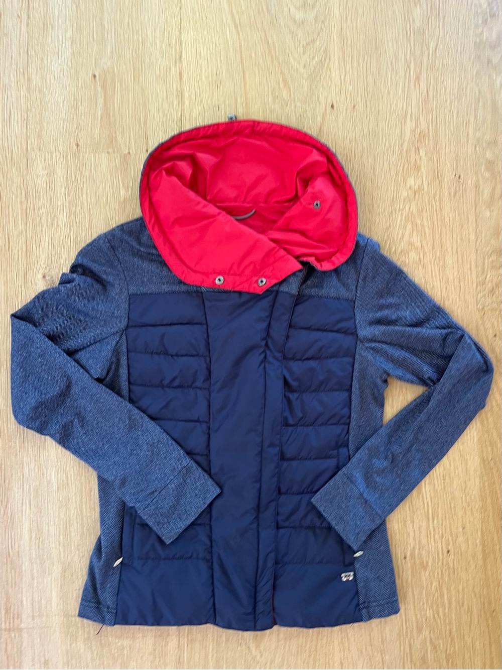 Helly Hansen Navy Quilted Puffer Jacket with Red Hood Lining